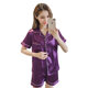 Women's Pajamas Two-Piece Silk Large Size Short-Sleeved Shorts Summer Ice Silk Home Clothes Fat Cross-Border Amazon