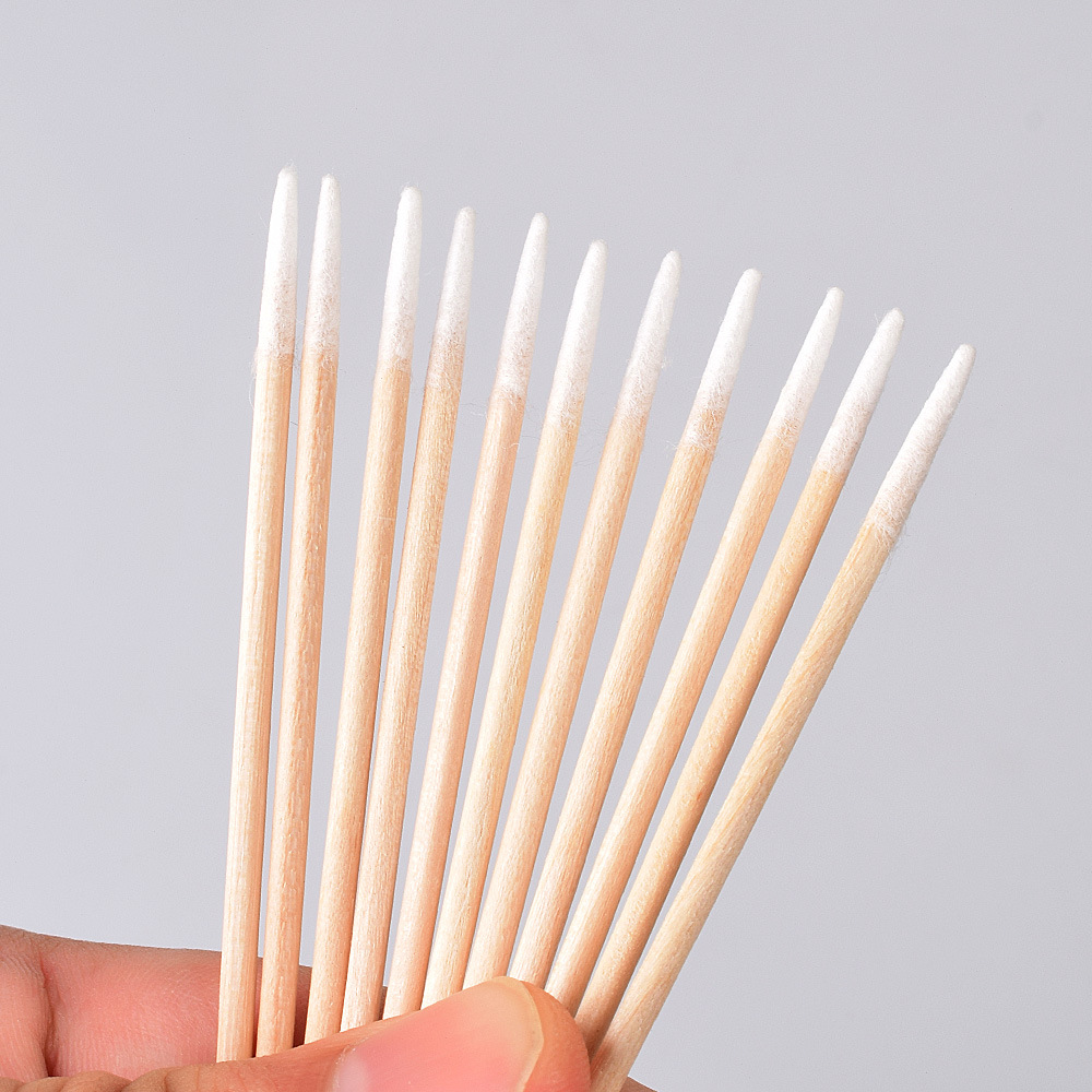 Tattoo Pointed Mouth 7cm Single Head Cotton Swab Tattoo Eyebrow Fog Eyebrow Floating Lips Disposable Wooden Small Cotton Swab Cosmetic Cotton Stick Kapok