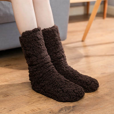 Foot Warmer Socks Women's Autumn and Winter Velvet Thickened Warm Floor Socks Adult Sleeping Sleep Socks Coral Fleece Moon Socks