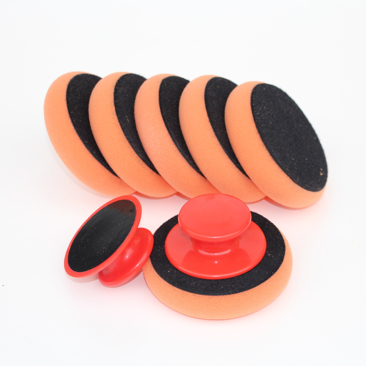 Foreign trade red handle waxing sponge set manual self-adhesive polishing brush car washing beauty cleaning and maintenance supplies