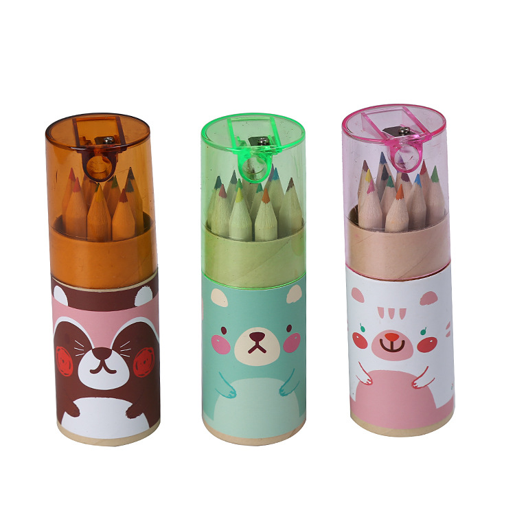 Cartoon 12 color pencil wooden sketch color pen children student stationery push gift multicolor pencil wholesale