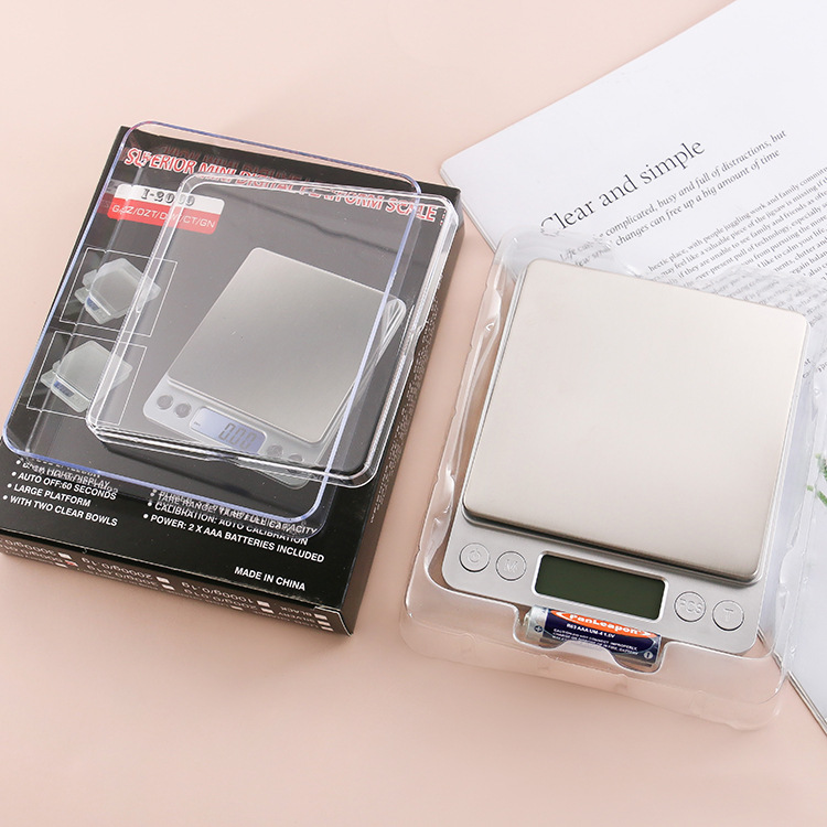 I2000 High Precision Jewelry Scale 0.01g Multifunctional Household Baking Food Kitchen Scale with Double Tray Electronic Scale