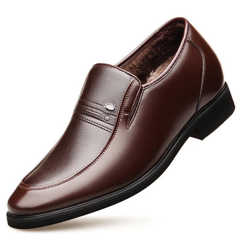 Spring and Summer Men's Leather Shoes Men's Inner Height Increasing Business Dress Casual Youth Height Increasing Shoes for Middle-aged and Elderly Dad Shoes