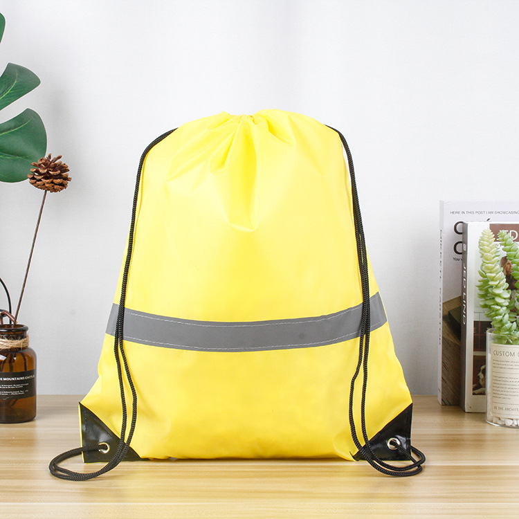 210D polyester reflective strip drawstring drawstring bag night running sports drawstring bag outdoor travel drawstring storage bag