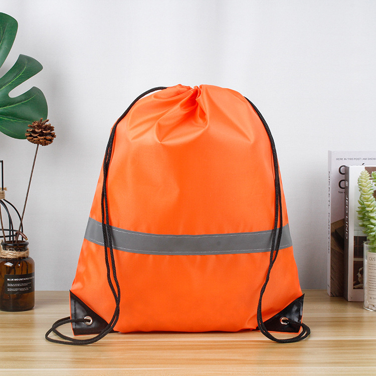 210D polyester reflective strip drawstring drawstring bag night running sports drawstring bag outdoor travel drawstring storage bag