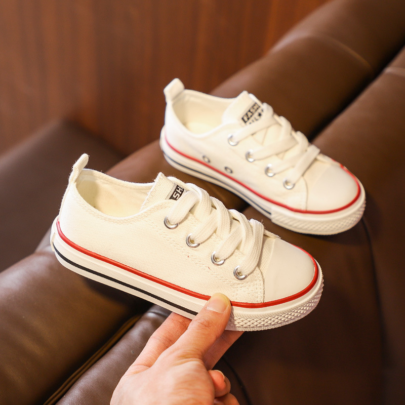 Children's Canvas Shoes 2023 Spring and Autumn Korean-style Low-top Board Shoes Boys and Girls Shoes Baby White Shoes Casual Cloth Shoes
