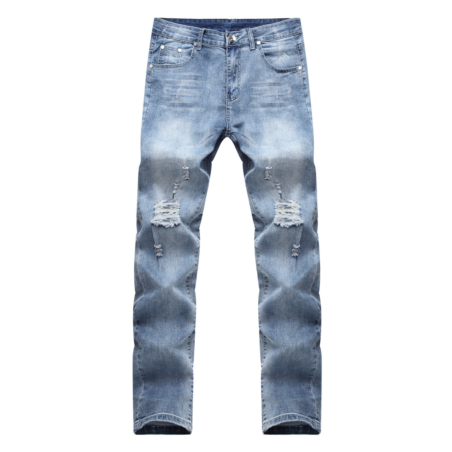 Foreign Trade Men's Jeans High Stretch Ripped Slim-fit Jeans Men's AliExpress Men's Jeans