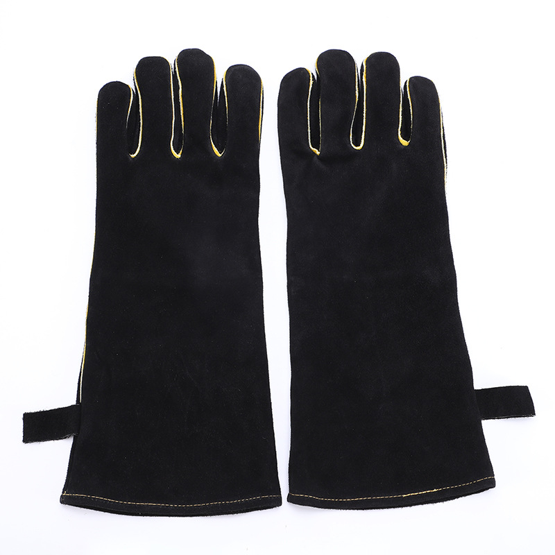 Welding gloves barbecue anti-scalding wear-resistant welder protection thickened cowhide welding gloves high temperature resistant labor protection gloves