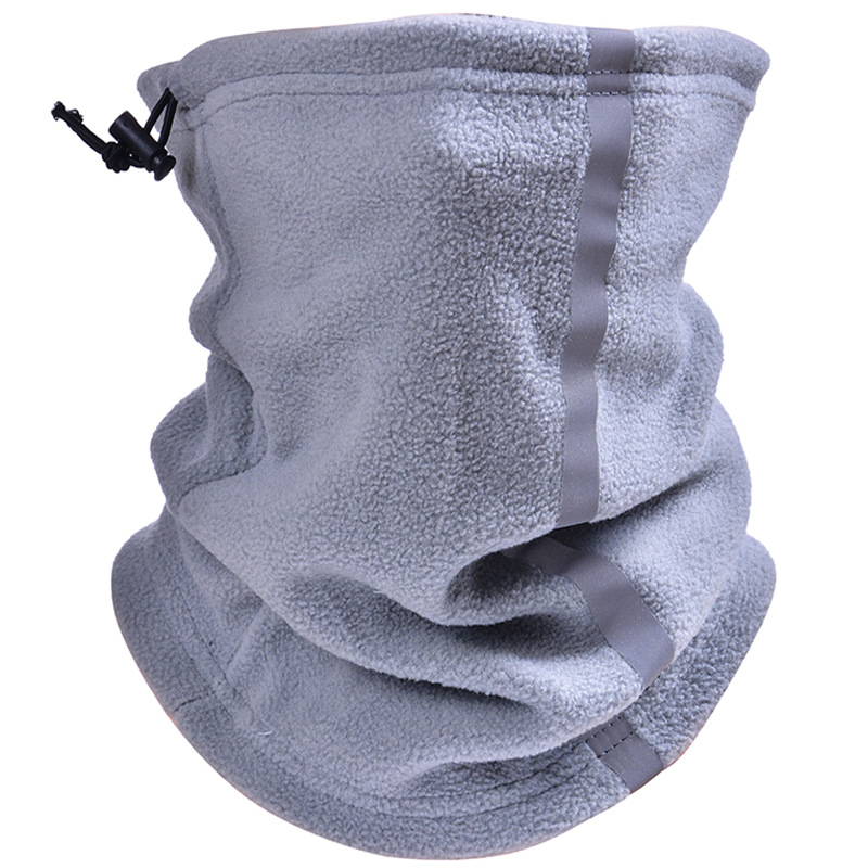 Winter polar fleece warm scarf outdoor night riding mask cold ski reflective strip drawstring half face collar