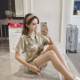 Women's Pajamas Two-Piece Silk Large Size Short-Sleeved Shorts Summer Ice Silk Home Clothes Fat Cross-Border Amazon