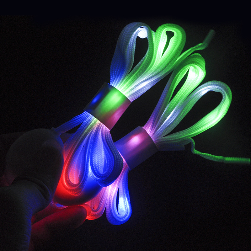 Factory direct supply lazy led light-emitting shoelaces colorful multi-color nylon flash luminous sports shoelaces can be ordered logo