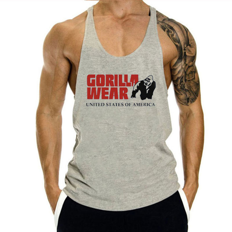 Muscle Fitness Sports Vest European and American Steel Iron Hurdle Trendy Men's Sleeveless Training Loose Breathable Sleeveless T-shirt Clothes