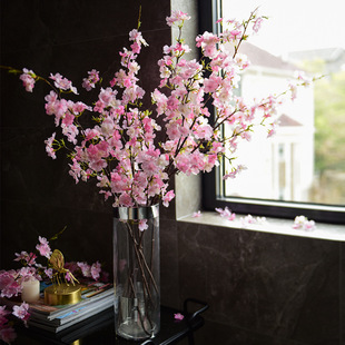 Simulation 4 forks multi-head cherry blossom wedding celebration silk flower fake flower studio decoration cherry blossom tree arch flower wholesale