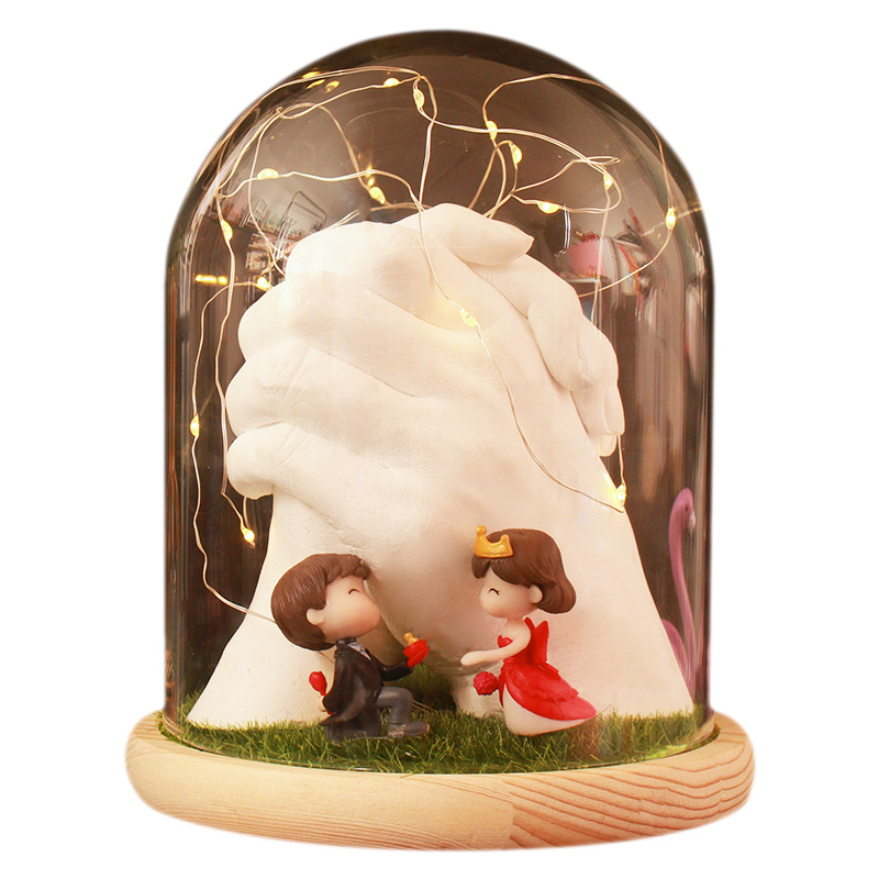 Couple hand film gypsum powder lover gift trembles with 3d hand model diy production material clone powder