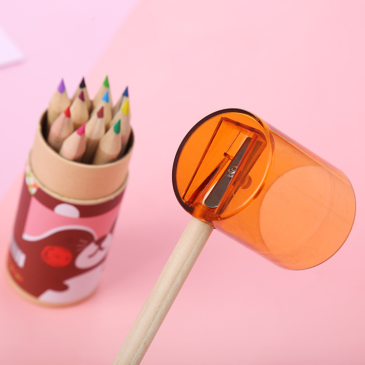 Cartoon 12 color pencil wooden sketch color pen children student stationery push gift multicolor pencil wholesale