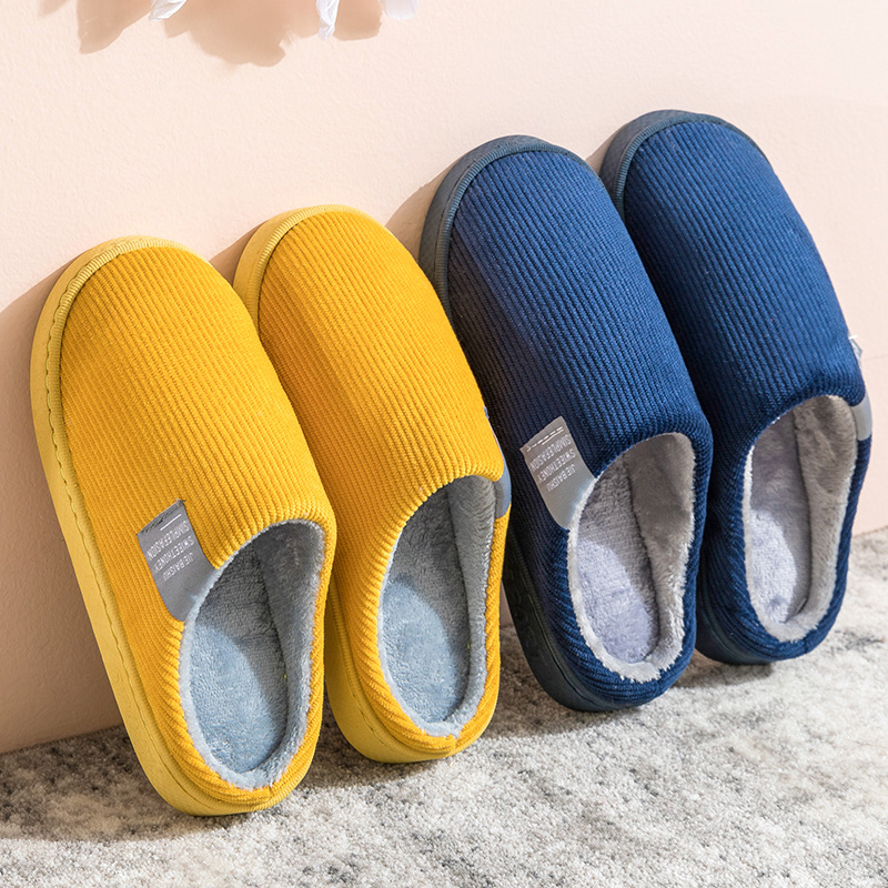 Cotton Slippers Women's Home Autumn and Winter Home Indoor Warm Couple Plush Household Non-Slip Platform Moon Shoes Winter