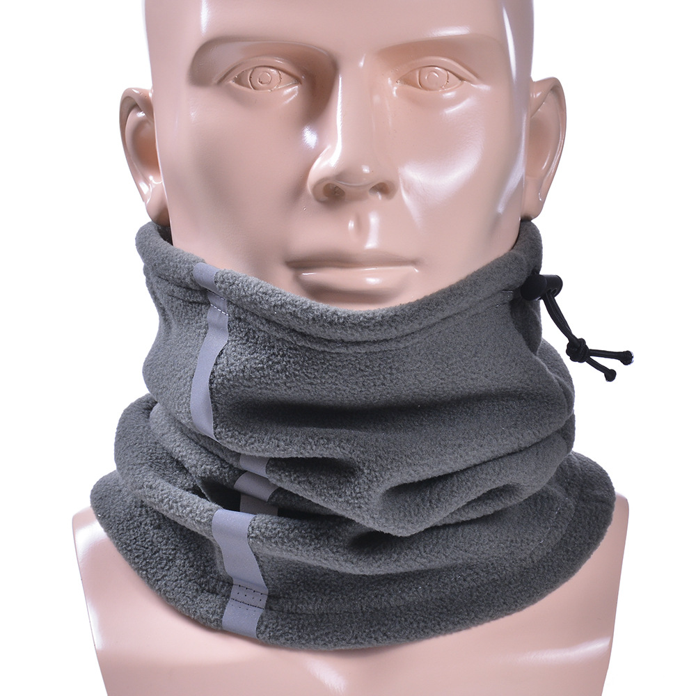 Winter polar fleece warm scarf outdoor night riding mask cold ski reflective strip drawstring half face collar