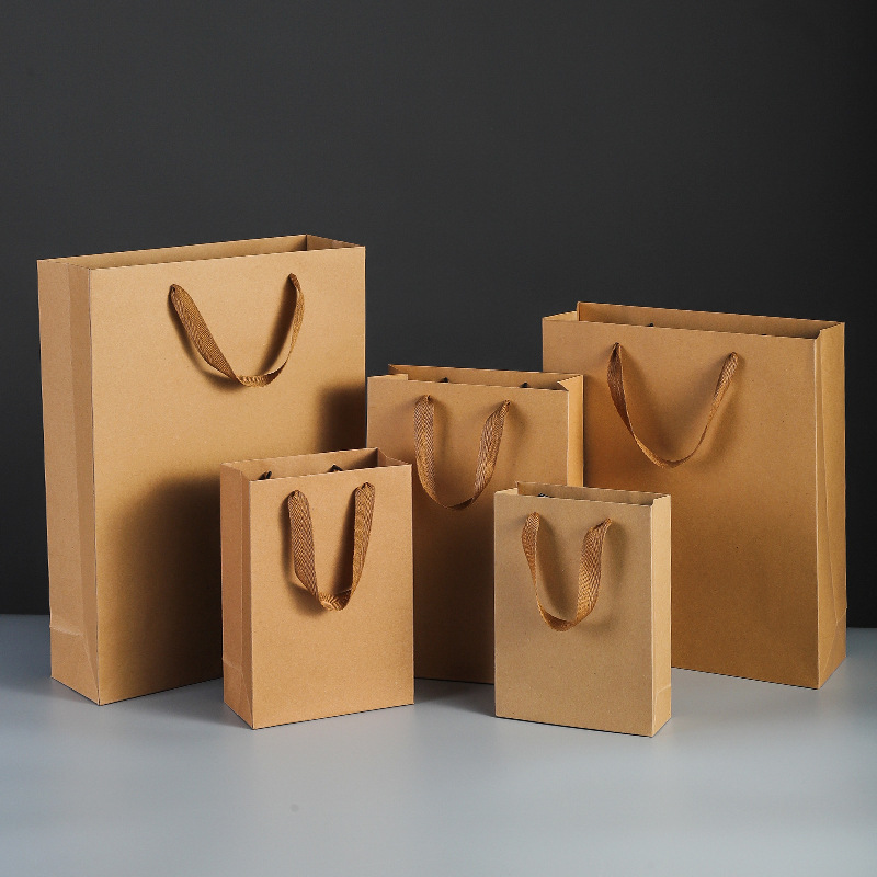 Vertical Large Kraft Paper Bag Handbag Advertising Takeaway Packing Gift Clothing Store Milk Tea Shop