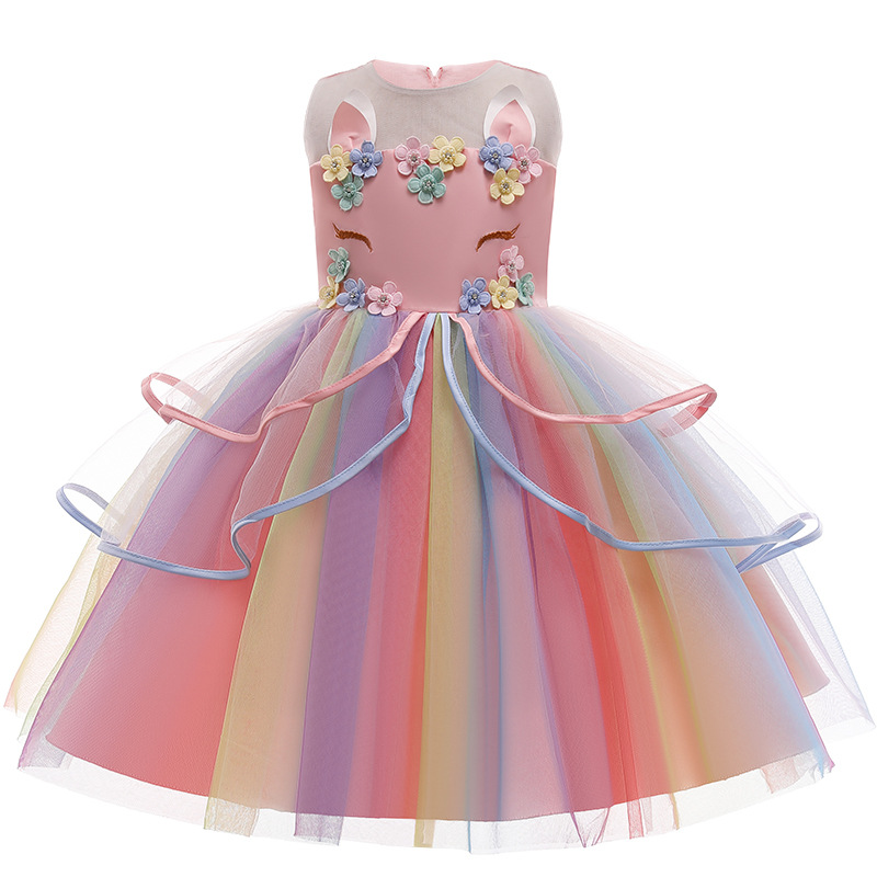 2021 New Children's dress Unicorn Long dress dress girl dress