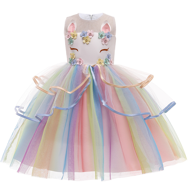 2021 New Children's dress Unicorn Long dress dress girl dress