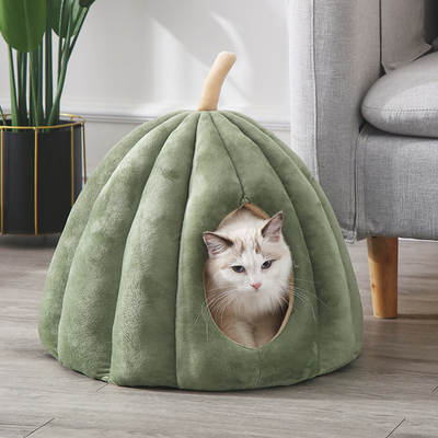 Factory cat nest wholesale winter warm closed cat nest large removable and washable yurt Pumpkin cat nest cat supplies