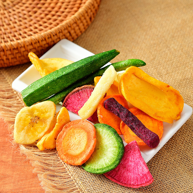 Fruit and vegetable crisp slices dried vegetable mixed fruit and vegetable crisp okra mushroom dried jackfruit dried snacks factory direct sales