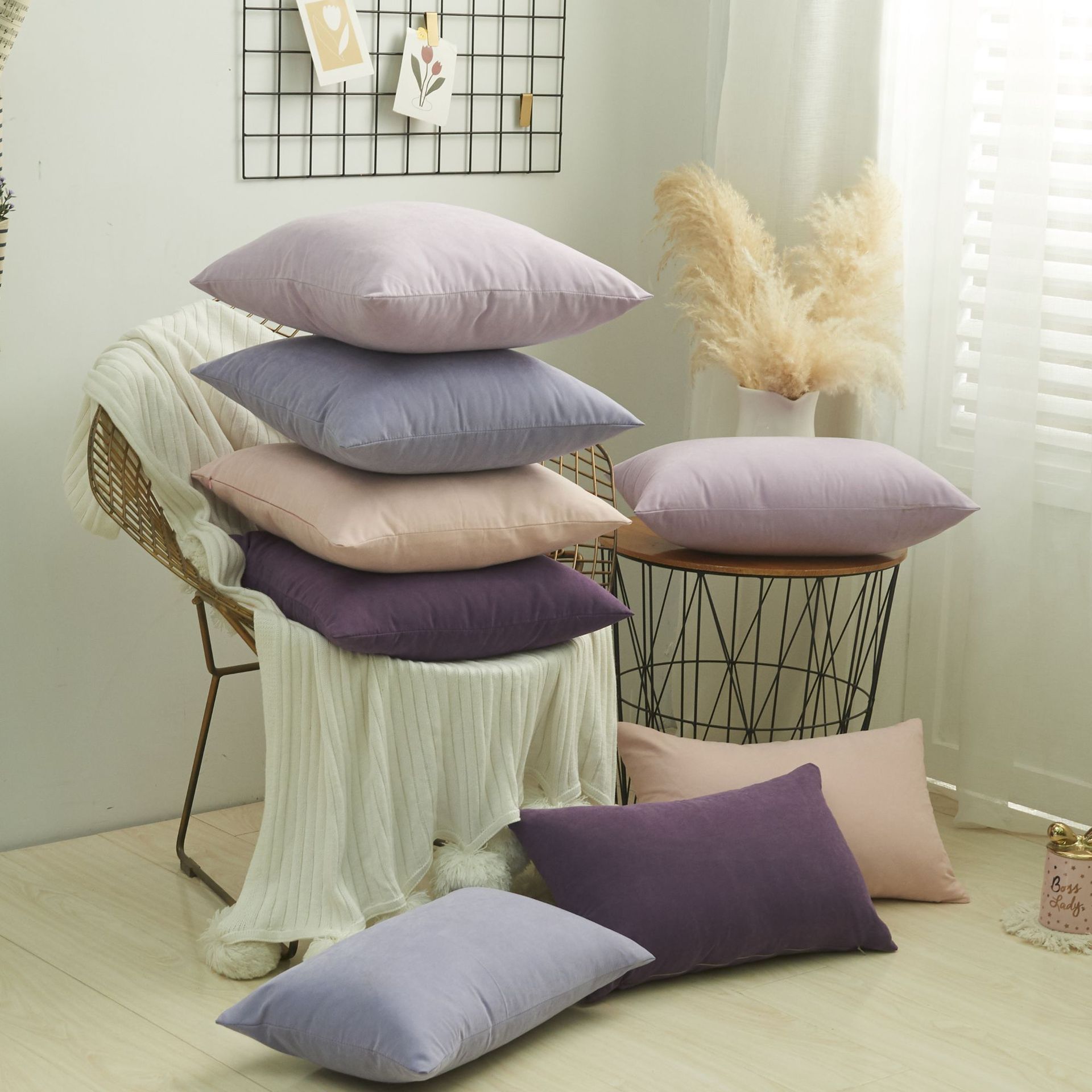 New simple home pillow case solid color Li Shu velvet comfortable velvet refreshing sofa bay window pillow case multi-gauge