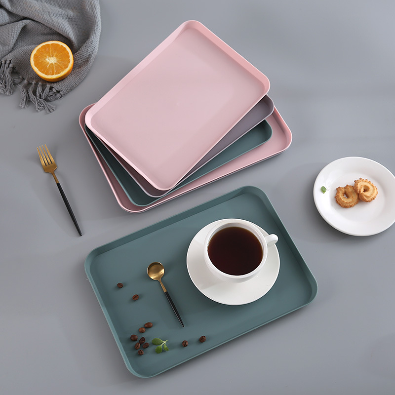 Tea Tray Living Room Cup Tea Cup Tray Household Rectangular Water Cup Tea Cup Plate Fruit Plate Nordic ins Plastic