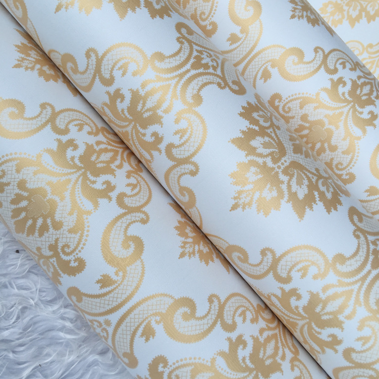 Film decoration home European-style self-adhesive wallpaper with adhesive Damascus pvc wallpaper living room bedroom dining room color film