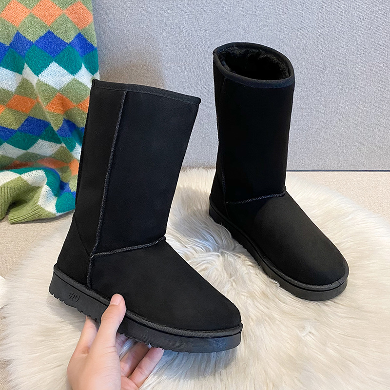 2024 basic snow boots Women's 28cm high winter mid-high warm thickened bottom fleece-lined cotton boots manufacturer