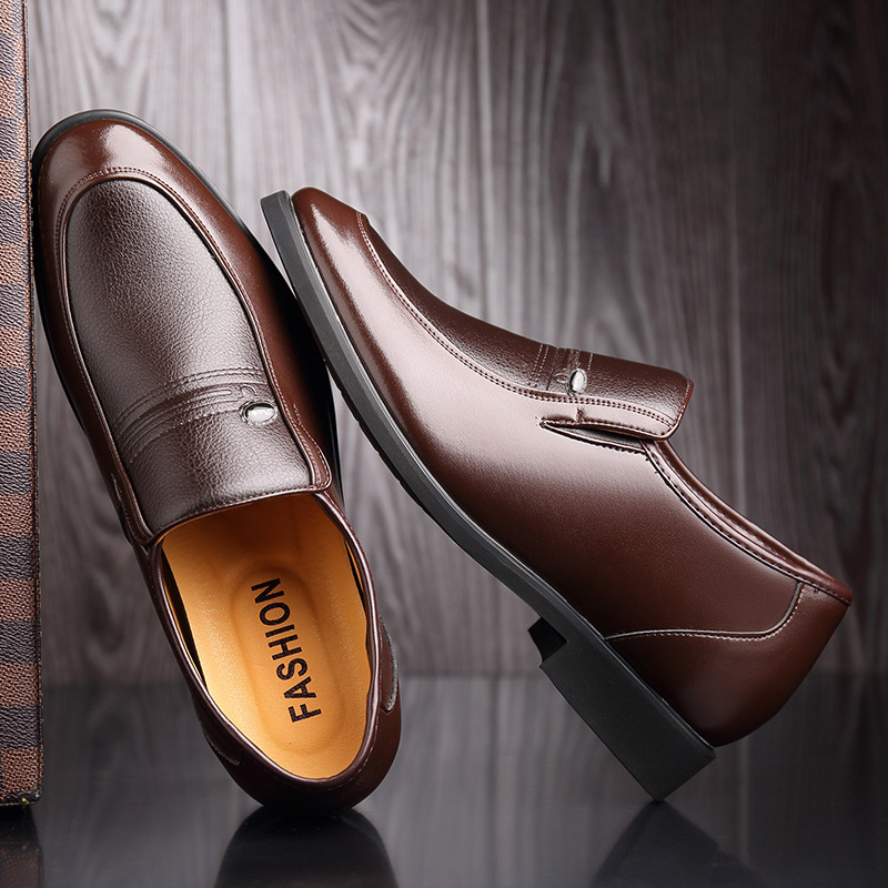 Spring and Summer Men's Leather Shoes Men's Inner Height Increasing Business Dress Casual Youth Height Increasing Shoes for Middle-aged and Elderly Dad Shoes