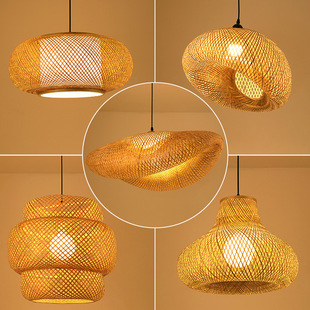 Bamboo chandelier Chinese Zen tea room lamp Southeast Asian restaurant Hotel B & B style Japanese bamboo hot pot lamp