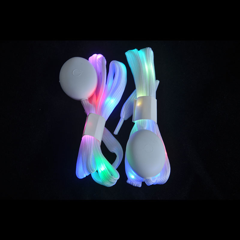 Factory direct supply lazy led light-emitting shoelaces colorful multi-color nylon flash luminous sports shoelaces can be ordered logo