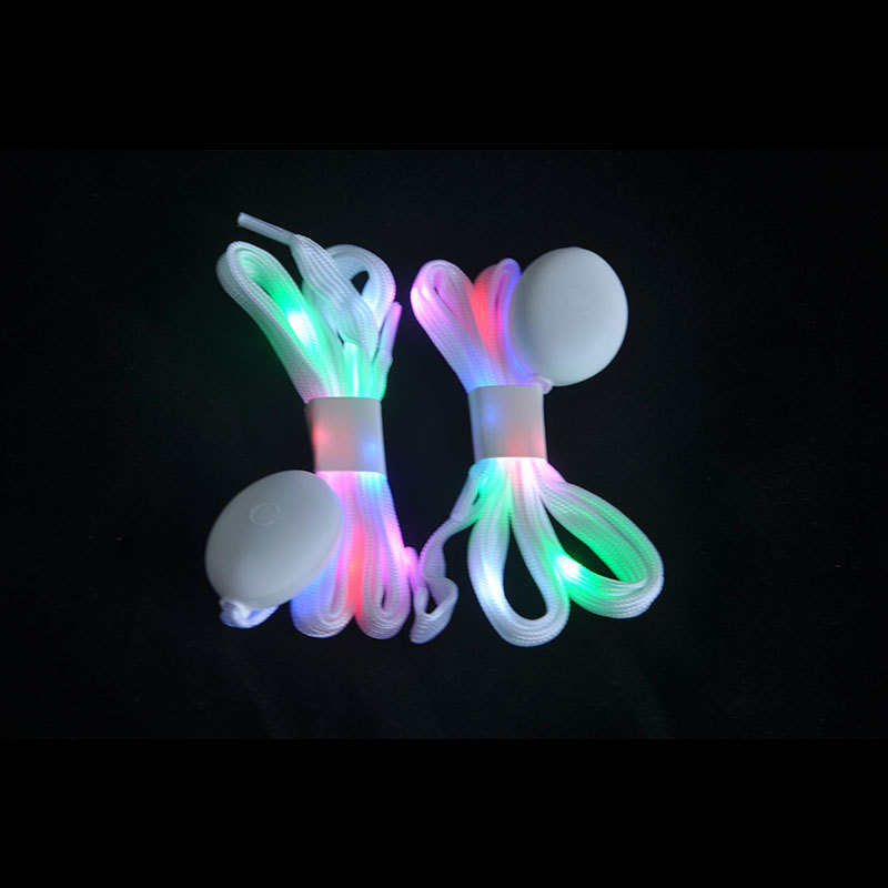 Factory direct supply lazy led light-emitting shoelaces colorful multi-color nylon flash luminous sports shoelaces can be ordered logo