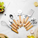 Kitchen gadgets wooden handle small kitchenware stainless steel egg beater miscellaneous pieces baking set Pizza cheese knife