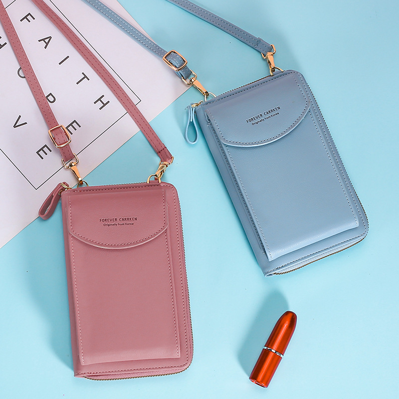 2022 New Ladies Mobile Phone Bag Korean Style Fashionable Large Capacity Double Layer Wallet Function Women Shoulder Crossbody Bag