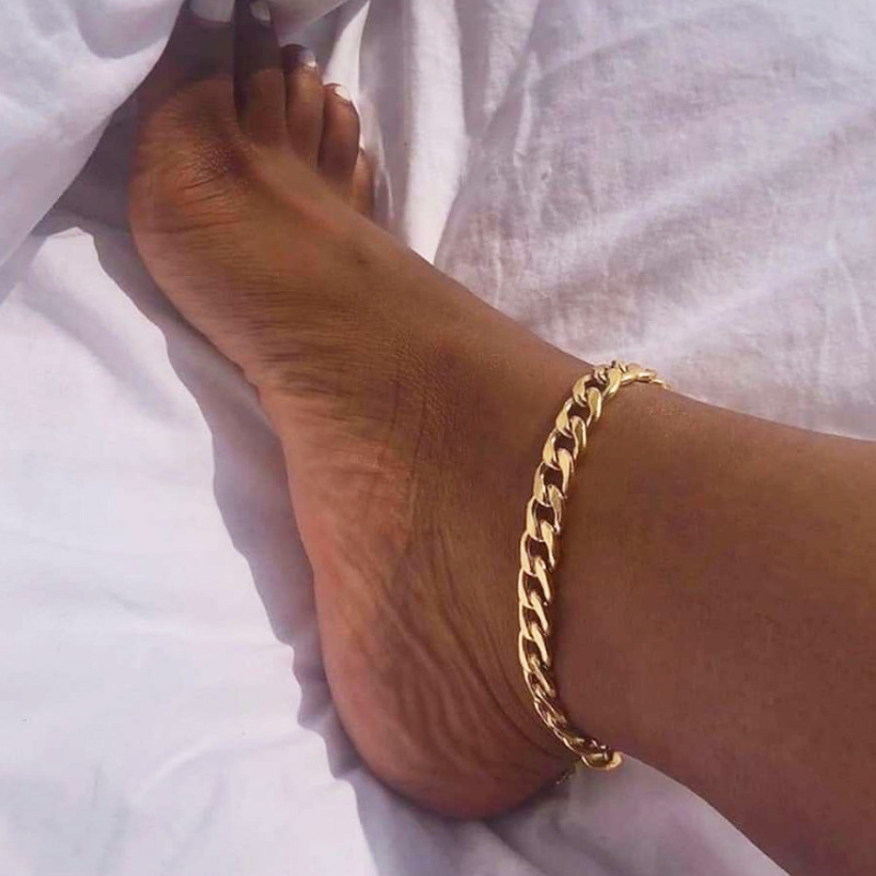 简约钛钢脚链 复古个性百搭朋克风脚链欧美18k金饰品Anklet