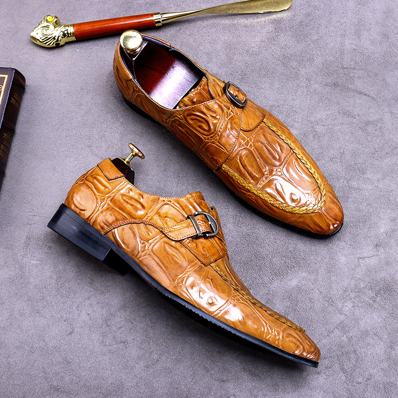 Pointed men's shoes business leather shoes Brock retro gentleman foreign trade a generation of men's leather leather shoes
