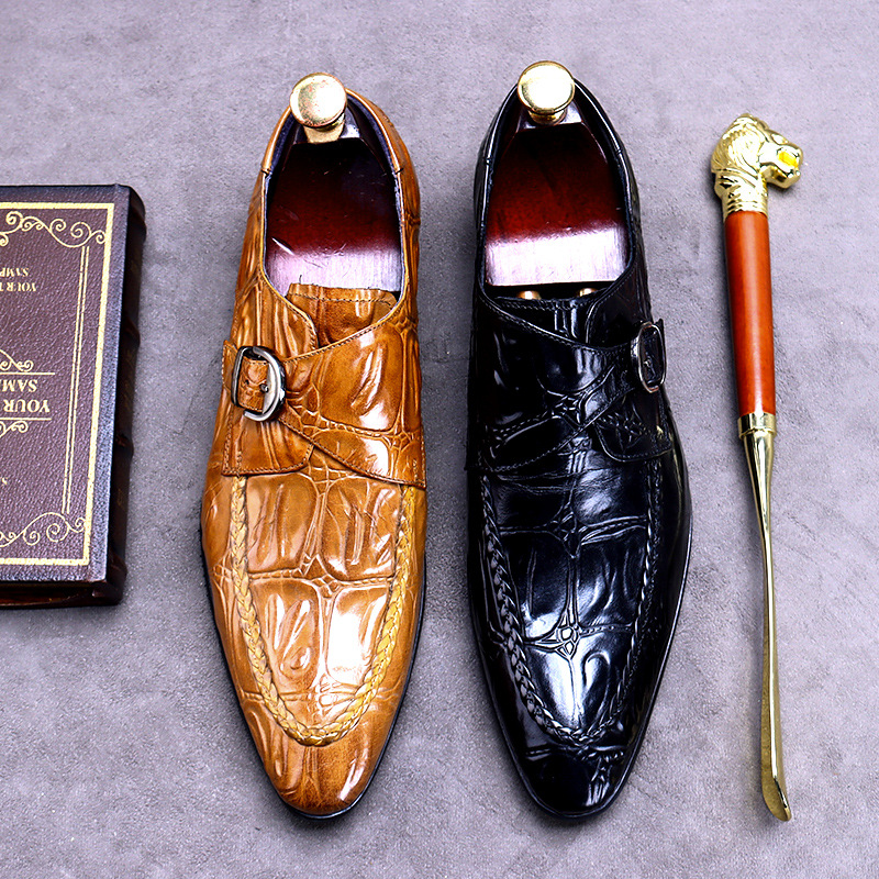 Pointed men's shoes business leather shoes Brock retro gentleman foreign trade a generation of men's leather leather shoes