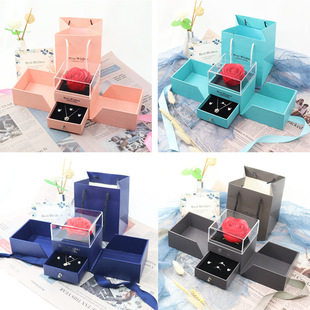 Guangdong packing box factory soap flower box acrylic transparent box double open gift box immortal flower gift box necklace box