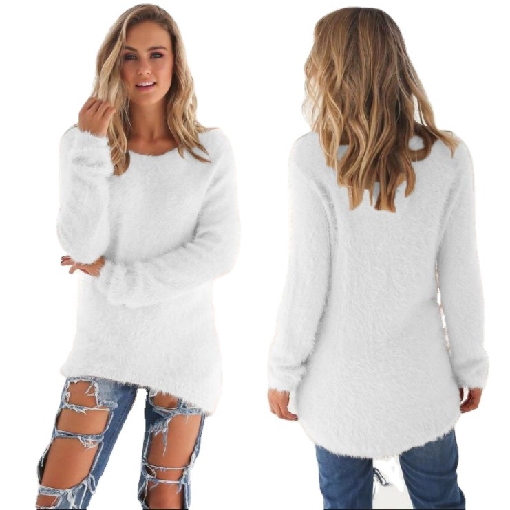eBay AliExpress Autumn/Winter WISH Fashion Solid Color Long Sleeve Women's Sweater Top