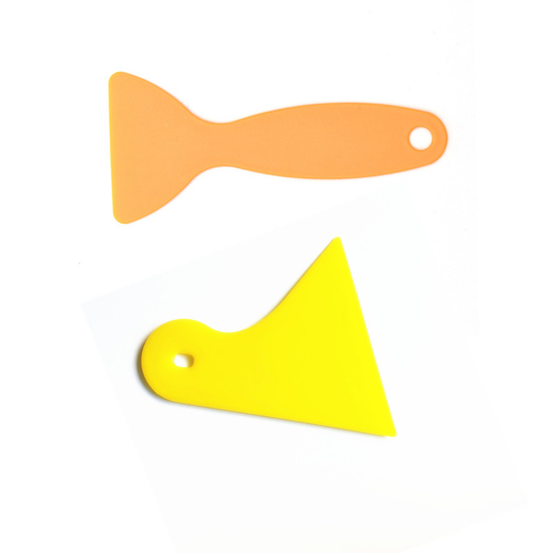 Small yellow shovel hard scraper tool car film triangle scraper plastic small scraper hand account sticker anti-warping Special