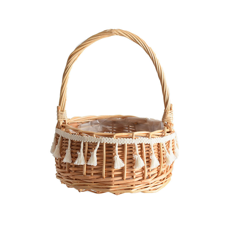 European-style Portable Flower Basket Flower Arrangement Bamboo Basket Storage Basket Woven Flower Large Size Crafts Indoor Bamboo Basket Bamboo Basket