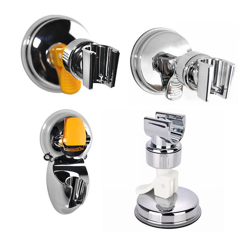 Strong suction cup shower bracket base bathroom shower head fixed wall shelf plastic shower head plating wall shelf