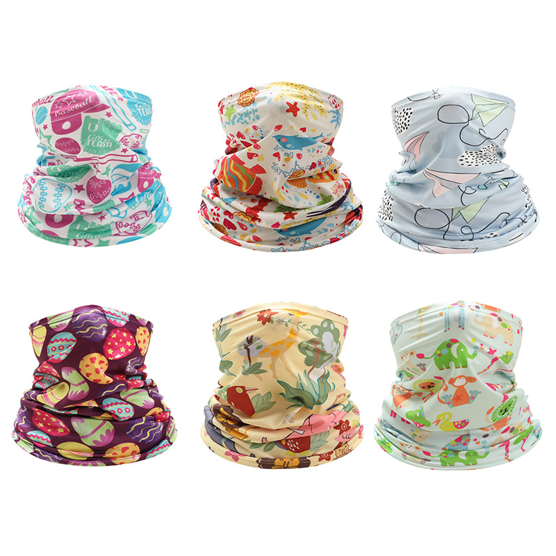 Summer Ice Silk Children's Scarf Outdoor Sports Digital Print Cartoon Riding Sunscreen Mask Multifunctional Magic Headscarf