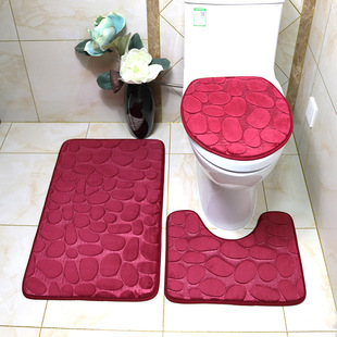 Cross-border distribution Amazon hot Pebble head toilet three-piece bathroom absorbent non-slip carpet floor mat