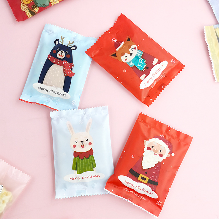 New snowflake crisp packaging bag cow tie biscuits scented tea bag nougat machine seal bag transparent frosted bag 100 Pack