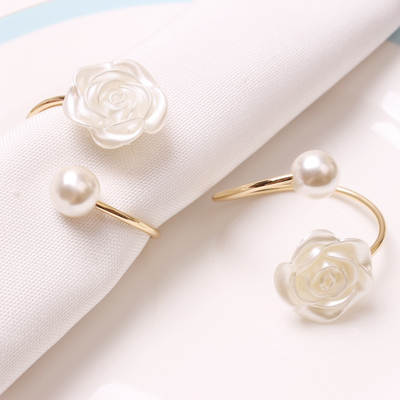 Valentine's Day wedding Pearl napkin buckle rose creative round pearl napkin ring model room hotel tissue ring