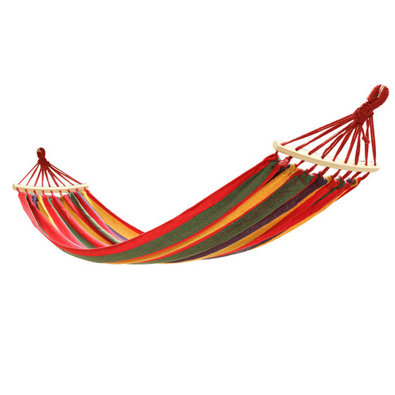Outdoor Hammock Swing Camping Camping Supplies Wooden Stick Bend Stick Anti-rollover Canvas Hammock Wholesale Children Double Single