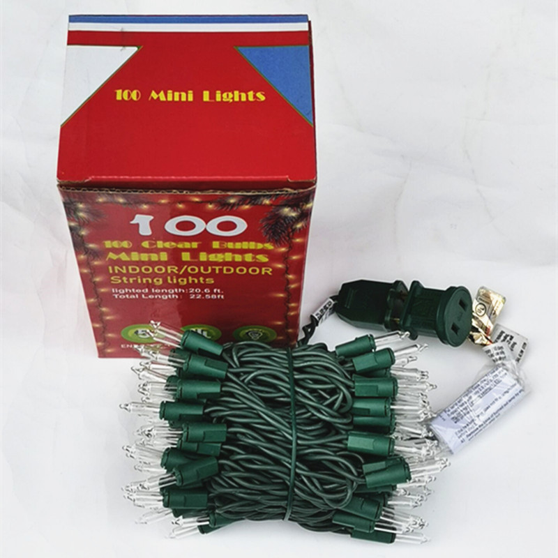 110v美規尖泡灯串祝日クリスマスツリー装飾タングステン線暖白mini220v欧規低圧灯串|undefined